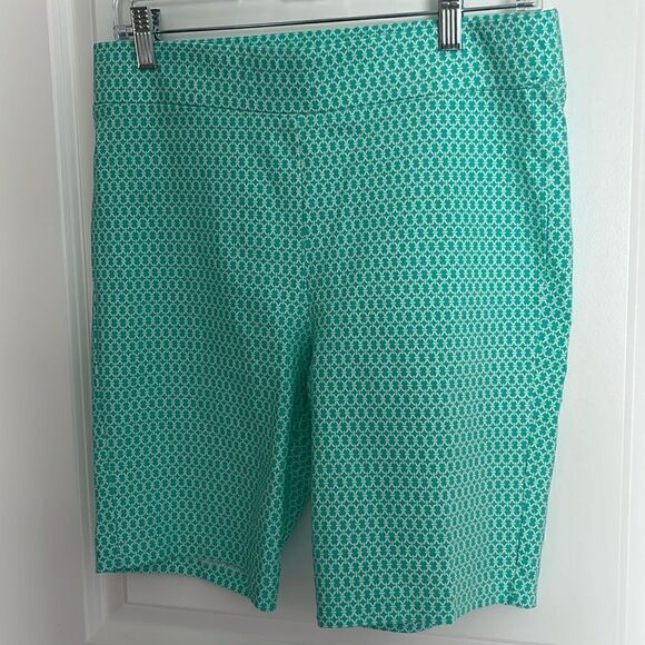 Ashley Blue Pull in Stretch Shorts with Small chain pattern MADE IN USA - Picture 1 of 5